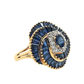 Blue sapphire and diamond ring