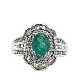 Emerald and diamond ring