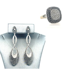 Black and white diamond jewelry set