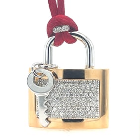 Diamond lock and key necklace