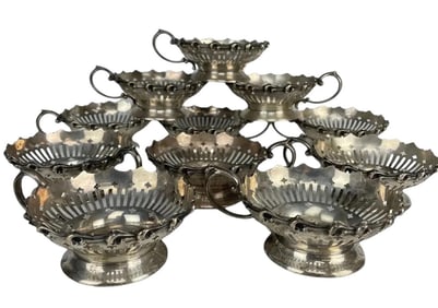 SET OF 11 STERLING SHERBETS