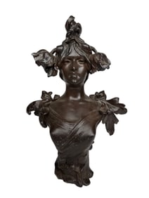 An Art Nouveau Patinated Sculpture Of A Lady