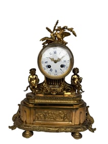 19th Century French Gilt Bronze Mantel Clock