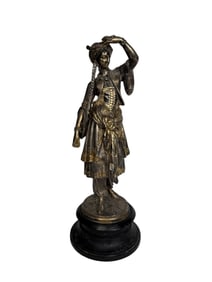 19th Century Orientalist Gilt & Silvered Sculpture of a Standing Lady