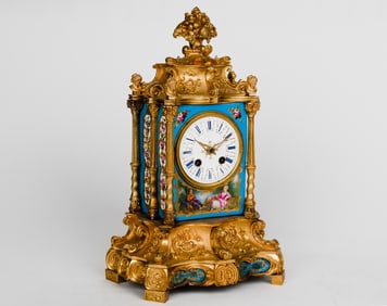 19th Century French Sevres Style Ormolu Mounted Mantel Clock