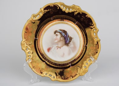 A Royal Vienna Style Hand Painted Porcelain Decorative Cabinet Plate