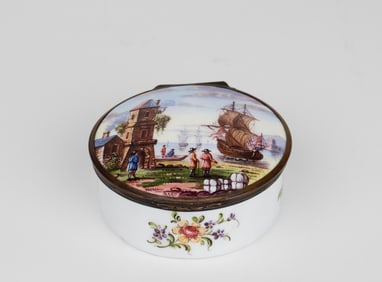 Lot Of Two 19th Century Bohemian Enameled Glass Bottle & A Cup