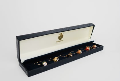 Set Of Six House Of Faberge Gilt & Enameled Earrings