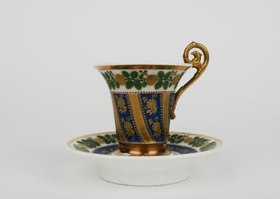 A Capotimonte Porcelain Hand Painted Cup & Saucer
