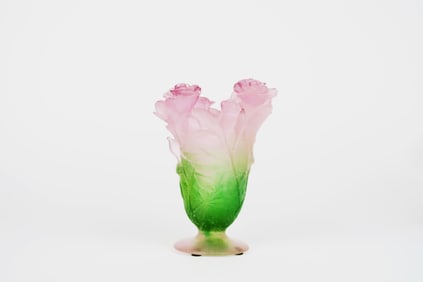 A Daum Nancy Pate De Verre Roses Vase
