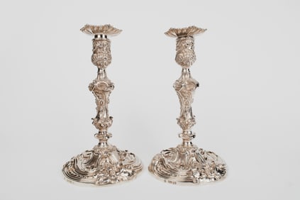 A Pair Of 19th Century British Sterling Silver Candlesticks