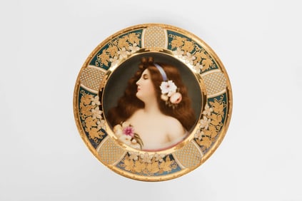 A Royal Vienna Hand Painted Raised Gold Technique Cabinet Plate By Wagner