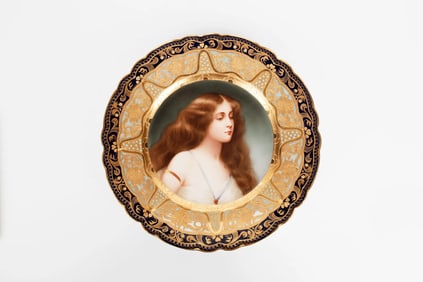 A Wagner Hand Painted Gold Raised Technique Decorative Cabinet Plate