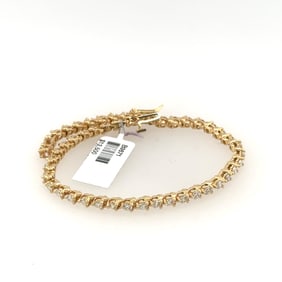 Ladies 14K Yellow Gold & Diamond Teniss Bracelet