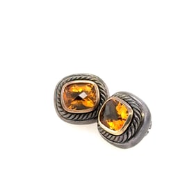 David Yurman Pair Of 14K Yellow Gol, Silver & Citrine Earrings