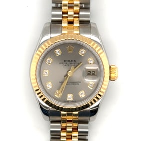 Ladies Two Tune Oyster Perpetual DateJust Diamond Bezel Rolex Watch.