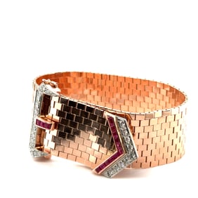 14k Rose & White Gold Burmese Rubies Bracelet