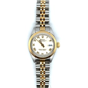 Ladies Two Tone Rolex Oster Perpetual Wrist Watch