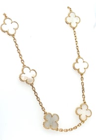 Van Cleef & Arpels 18k Yellow Gold Mop Alhambra Necklace