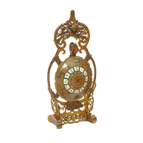 A French Japonaise Cloisonné Gilt & Patinated Bronze Turtle Form Clock