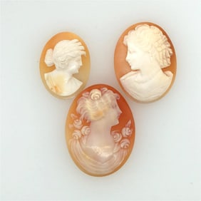 Lot of 3 Victorian unmounted Shell Cameos
