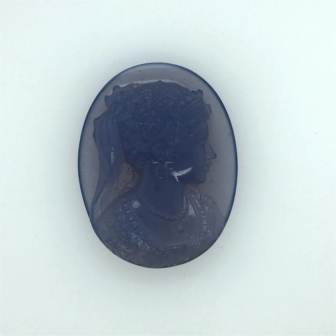 Victorian unmounted blue chalcedony cameo (1 of 3)