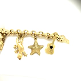 Italy 18k Yellow Gold Diamond Charm bracelet