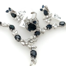 18k White Gold, Diamond & Sapphire Suite