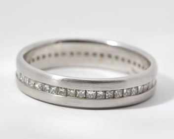 Hand Made 14K White gold & Natural Diamonds Eternity Band