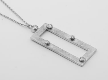 Hand Made 14K White Gold, Natural Diamonds Necklace