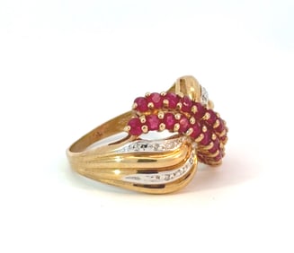 10k Yellow & White Gold, Diamond & Ruby Ring