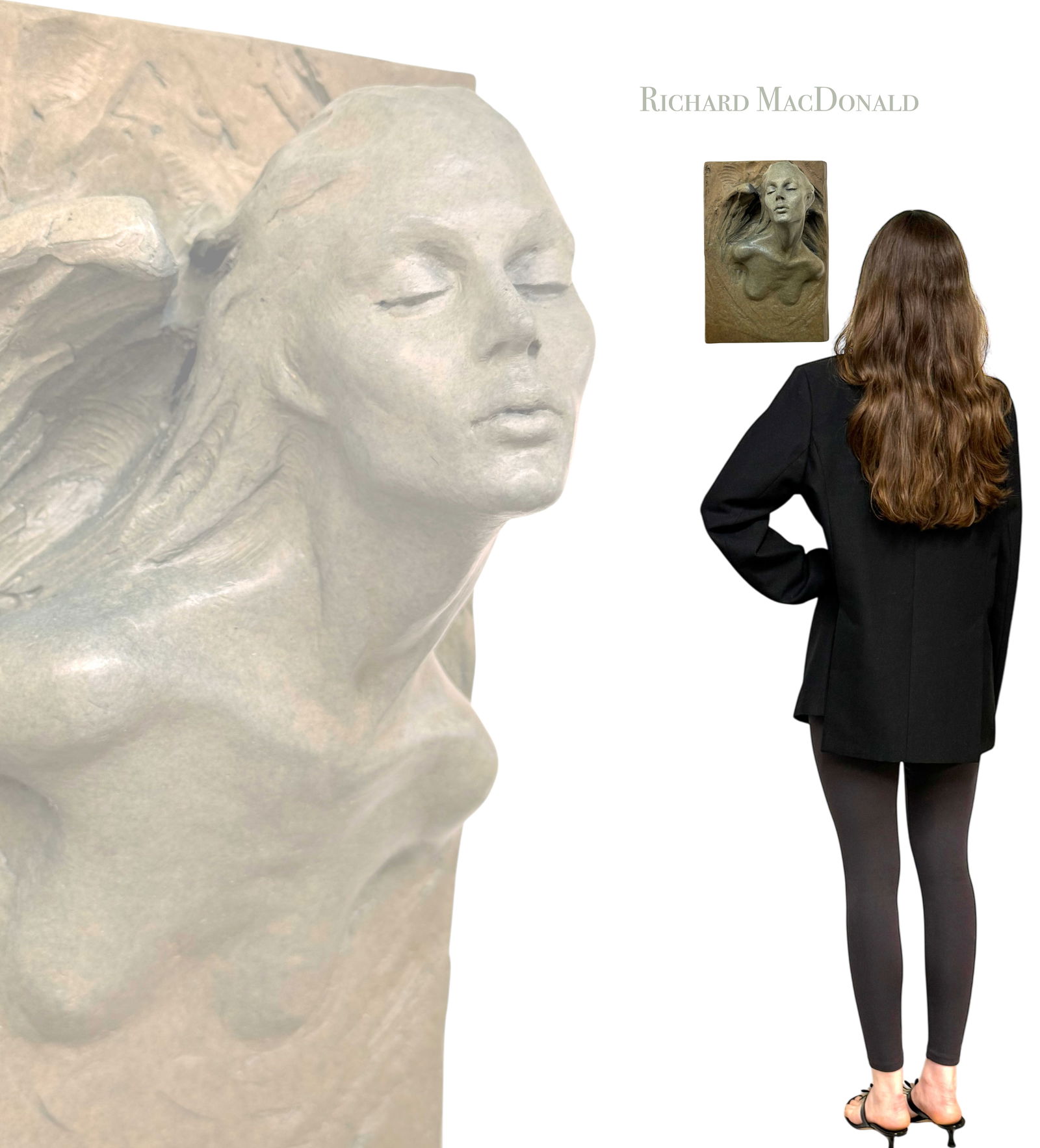 Richard MacDonald: Richard MacDonald. Patinated Bronze Bust Relief Of An Angel. Signed. 11"X8"