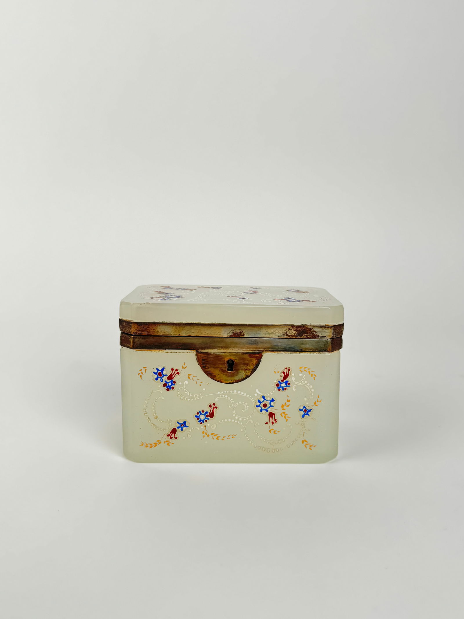19th Century French Enameled Opaline Hinged Box (1 of 9)
