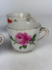 19th Century Meissen Hand Painted Porcelain Cups
