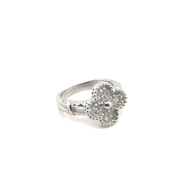 Van Cleef & Arpels 18K White Gold & Diamond Alhambra Ring