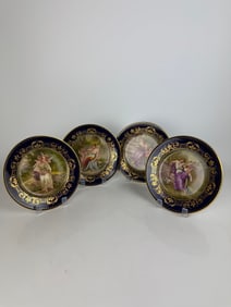 Lot of 4 19th Century Royal Vienna Hand Painted Decorative Plates