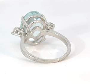 14k White Gold, Diamond & Topaz Ring