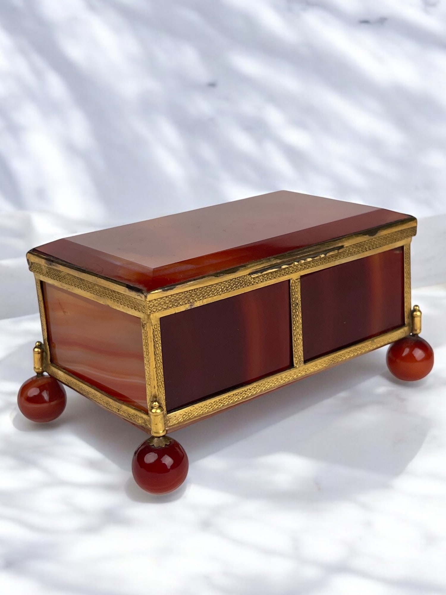 19th Century Gilt Bronze Agate Jewelry Box (1 of 8)