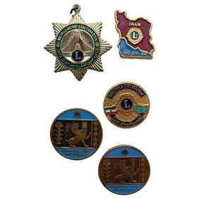 Rare Various Badges (Pins) of the Lions Club in Iran from the Pahlavi Era