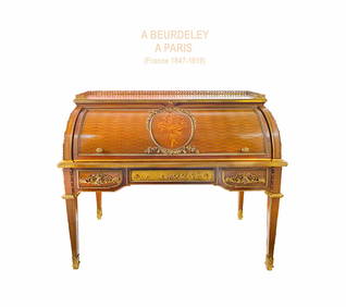 Mid 19th C French BEURDELEY Ormolu-Mounted Rolltop Desk (1 of 5)