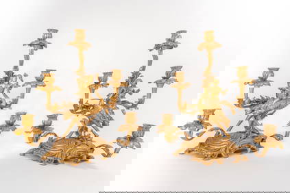 Pair Of 19th Century French Gilt Bronze Candelabras, France, Circa 1880 (1 of 10)
