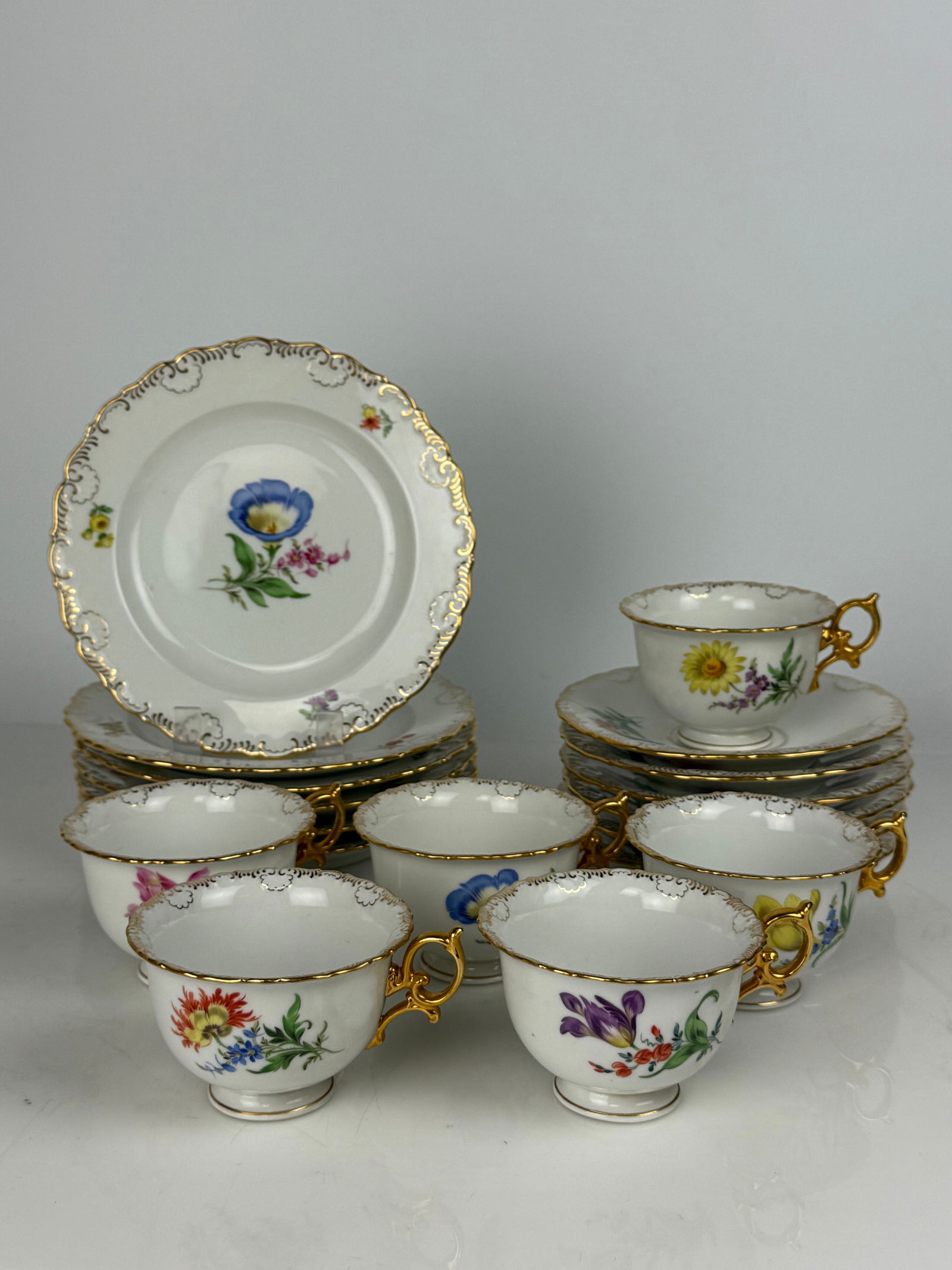 3 Pcs Dresden Germany Porcelain 2 Cups, 1 Saucer 3 Pcs Dresden Germany Porcelain 2 Cups, 1 Saucer