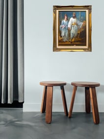 A Modern Persian Oil on Canvas Painting Set In An Ornate Frame