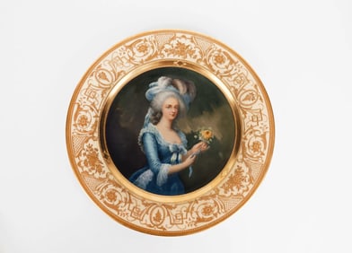 A Dresden Gilded Hand Painted Porcelain Decorative Cabinet Plate