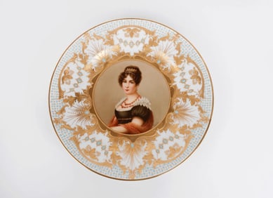 A Royal Vienna Hand Painted Raised Gold Technique Porcelain Cabinet Plate