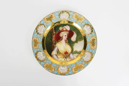 A Decorative Dresden Hand Painted Porcelain Cabinet Plate