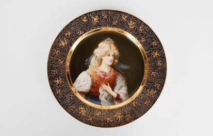 A Hand Painted Viennese Decorative Porcelain Cabinet Plate Bu Wagner