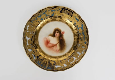An Art Nouveau Viennese Decorative Hand Painted Cabinet Plate By Wagner. 8