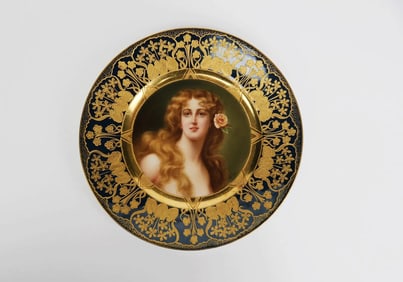 Royal Vienna Style Hand Painted Decorative Cabinet Plate