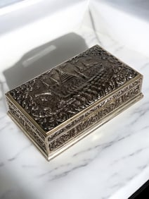 20th Century Asian Sterling Silver Handmade Jewelry Box